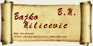 Bajko Milićević vizit kartica